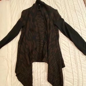 Brown and Black zebra-print draped cardigan